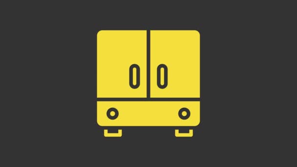Gelbes Kleiderschrank-Symbol isoliert auf grauem Hintergrund. 4K Video Motion Grafik Animation — Stockvideo