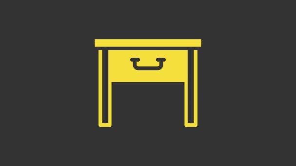 Yellow Furniture nightstand icon isolated on grey background. 4K Video motion graphic animation — Stock Video