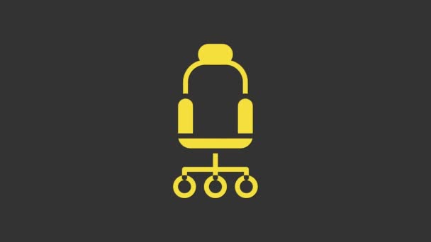 Yellow Office chair icon isolated on grey background. 4K Video motion graphic animation — Stock Video