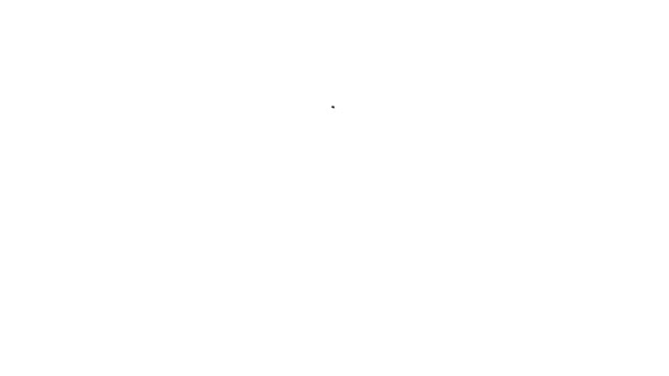 Черная линия изображение значок изолирован на белом фоне. Видеографическая анимация 4K — стоковое видео