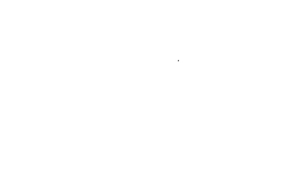 Línea negra Icono de pincel de rodillo de pintura aislado sobre fondo blanco. Animación gráfica de vídeo 4K — Vídeo de stock