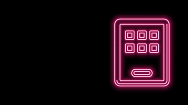 Glödande neon line Grafisk tablett ikon isolerad på svart bakgrund. 4K Video motion grafisk animation — Stockvideo