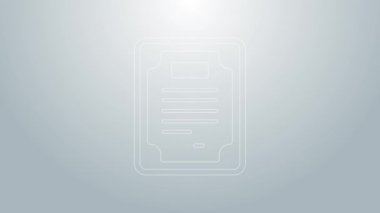 Mavi çizgi sertifika şablon simgesi gri arkaplanda izole edildi. Başarı, ödül, diploma, burs, diploma kavramları. 4K Video hareketli grafik canlandırması