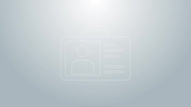 Mavi çizgi tanımlama rozeti simgesi gri arkaplanda izole edildi. Sunum için, şirketin kimliği için, reklam için kullanılabilir. 4K Video hareketli grafik canlandırması