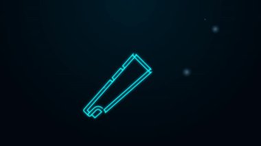 Parlayan neon hattı mikrofon simgesi siyah arkaplanda izole edildi. Radyodaki mikrofondan. Sözcü işareti. 4K Video hareketli grafik canlandırması