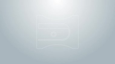 Mavi çizgi kalem açacağı simgesi gri arkaplanda izole edildi. 4K Video hareketli grafik canlandırması