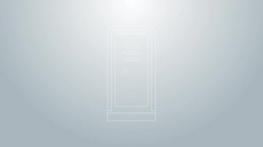 Mavi çizgili dolap ya da hokey, futbol, basketbol takımı ya da gri arka planda izole edilmiş işçi ikonu soyunma odası. 4K Video hareketli grafik canlandırması