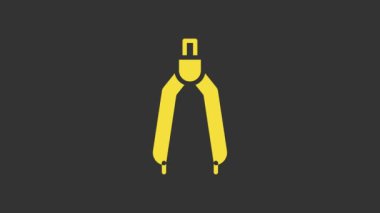 Sarı Çizim pusula simgesi gri arkaplanda izole edildi. Pusula işareti. Çizim ve eğitim araçları. Geometrik alet. 4K Video hareketli grafik canlandırması