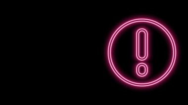 Parlayan neon hattı konuşma balonu ve ünlem simgesi siyah arkaplanda izole edildi. SSS işareti. Dosyaları kopyala, konuşma balonu ve grafiğini çıkar. 4K Video hareketli grafik canlandırması