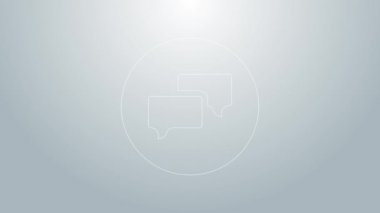 Mavi çizgi konuşma balonu sohbet simgesi gri arkaplanda izole edildi. İleti simgesi. İletişim ya da yorum sohbet sembolü. 4K Video hareketli grafik canlandırması