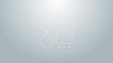 Mavi çizgi Bilgisayar arayüzü simgesi gri arkaplanda izole edildi. Uygulama programlama arayüzü API teknolojisi. Yazılım entegrasyonu 4K Video hareketli grafik canlandırması