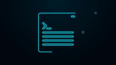 Parlayan neon hattı Yazılım, web geliştirici programlama kodu simgesi siyah arkaplanda izole edildi. Program kodunun rastgele bilgisayar betiği parçalarını Javascript et. 4K Video hareketli grafik canlandırması