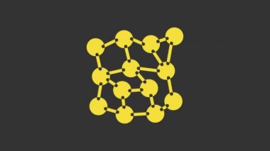 Gri arkaplanda sarı sinirsel ağ simgesi izole edildi. Yapay zeka yapay zekası. 4K Video hareketli grafik canlandırması