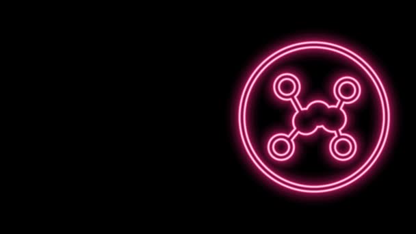 Gloeiende neon lijn Chemische formule pictogram geïsoleerd op zwarte achtergrond. Abstract zeshoek voor innovatiegeneeskunde, gezondheid, onderzoek en wetenschap. 4K Video motion grafische animatie — Stockvideo