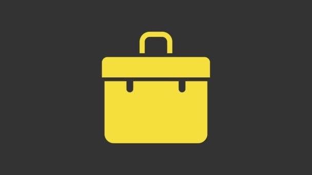 Yellow Briefcase icon isolated on grey background. Business case sign. Business portfolio. 4K Video motion graphic animation — Stock Video