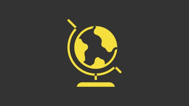 Yellow Earth globe icon isolated on grey background. 4K Video motion graphic animation — Stock Video