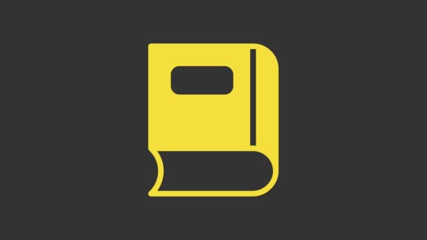 Yellow Book icon isolated on grey background. 4K Video motion graphic animation — Stock Video