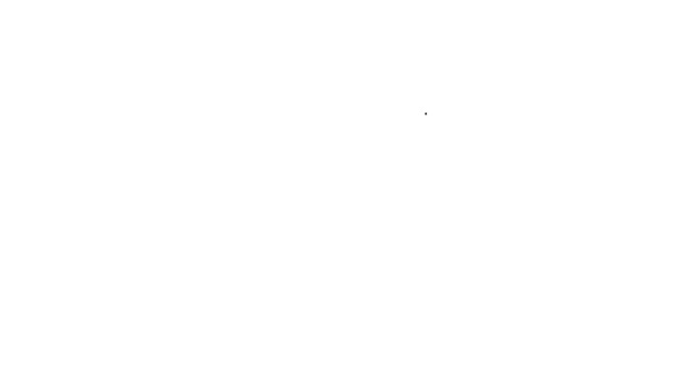 Черная линия Ноутбук значок изолирован на белом фоне. Компьютерная записная книжка с пустым вывеской. Видеографическая анимация 4K — стоковое видео