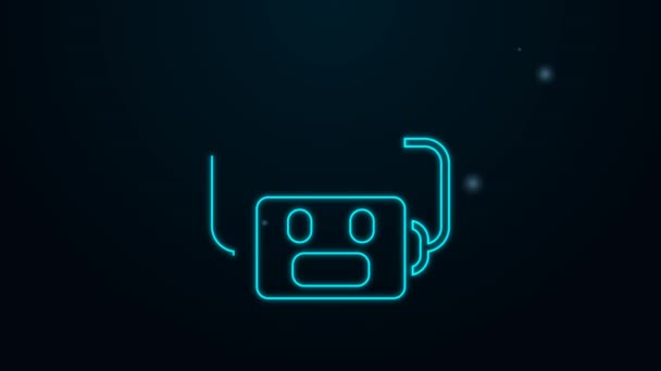 Glødende neon linje Kunstig intelligens robot ikon isoleret på sort baggrund. Maskinlæring, cloud computing. 4K Video bevægelse grafisk animation – Stock-video