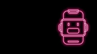 Parlayan neon hattı Sohbet robotu simgesi siyah arkaplanda izole edildi. Chatbot simgesi. 4K Video hareketli grafik canlandırması