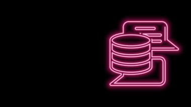 Parlayan neon hattı Sunucu, Data, Web sunucu simgesi siyah arkaplanda izole edildi. 4K Video hareketli grafik canlandırması