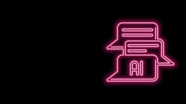 Parlayan neon hattı Sohbet robotu simgesi siyah arkaplanda izole edildi. Chatbot simgesi. 4K Video hareketli grafik canlandırması