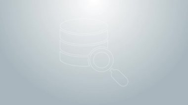 Mavi çizgi sunucusu, Data, Web sunucu simgesi gri arkaplanda izole edildi. 4K Video hareketli grafik canlandırması