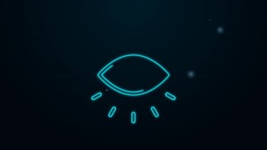 Parlayan neon hattı yapay zeka simgesi siyah arkaplanda izole edildi. Makine öğrenme, bulut hesaplama, otomatik destek ve ağlar. 4K Video hareketli grafik canlandırması