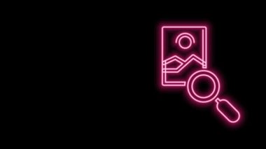 Parlayan neon hattı Fotoğraf rötuşlama simgesi siyah arkaplanda izole edildi. Fotoğrafçı, fotoğrafçılık, rötuş ikonu. 4K Video hareketli grafik canlandırması