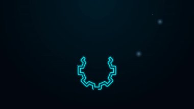 Parlayan neon hattı mezuniyet simgesi siyah arkaplanda izole edildi. Tassel ikonlu mezuniyet şapkası. 4K Video hareketli grafik canlandırması