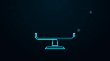 Parlayan neon hattı Bilgisayar monitörü simgesi siyah arkaplanda izole edildi. Elektronik cihaz. Ön manzara. 4K Video hareketli grafik canlandırması