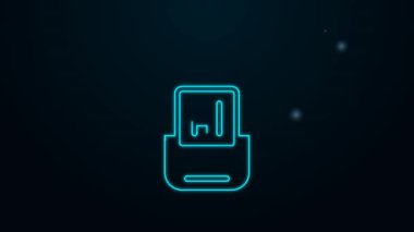 Parlayan neon hattı yapay zeka simgesi siyah arkaplanda izole edildi. Makine öğrenme, bulut hesaplama, otomatik destek ve ağlar. 4K Video hareketli grafik canlandırması