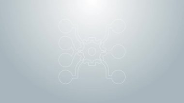 Mavi çizgi sinirsel ağ simgesi gri arkaplanda izole edildi. Yapay zeka yapay zekası. 4K Video hareketli grafik canlandırması