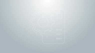 Mavi çizgi sinirsel ağ simgesi gri arkaplanda izole edildi. Yapay zeka yapay zekası. 4K Video hareketli grafik canlandırması