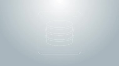 Mavi çizgi sunucusu, Data, Web sunucu simgesi gri arkaplanda izole edildi. 4K Video hareketli grafik canlandırması