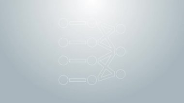 Mavi çizgi sinirsel ağ simgesi gri arkaplanda izole edildi. Yapay zeka yapay zekası. 4K Video hareketli grafik canlandırması