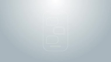 Mavi hat. Gri arkaplanda izole edilmiş telefon simgesindeki yeni sohbet mesajları bildirimi. Smartphone sohbet mesajları konuşma baloncukları. 4K Video hareketli grafik canlandırması