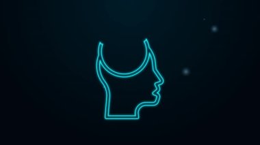 Parlayan neon hattı yabancı dil öğrenme simgesi siyah arkaplanda izole edildi. Çeviri, dil tercümanı ve iletişim. 4K Video hareketli grafik canlandırması