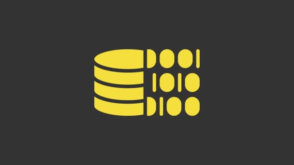 Icono de código binario amarillo aislado sobre fondo gris. Animación gráfica de vídeo 4K — Vídeos de Stock