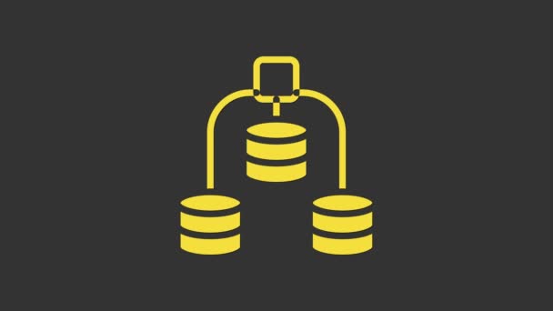 Yellow Server, Data, Web Hosting icon isolated on grey background. 4K Video motion graphic animation — Stock Video