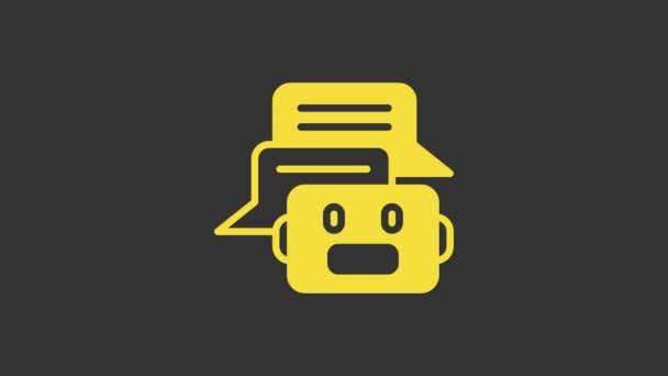 Icono amarillo del bot Chat aislado sobre fondo gris. Icono del chatbot. Animación gráfica de vídeo 4K — Vídeos de Stock
