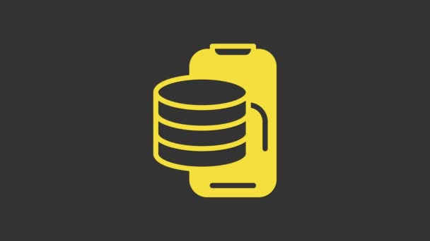 Yellow Cloud technology data transfer and storage icon isolated on grey background. 4K Video motion graphic animation — Stock Video