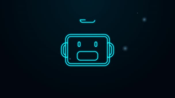 Glowing neon line Chat bot icon isolated on black background. Chatbot icon. 4K Video motion graphic animation — Stock Video