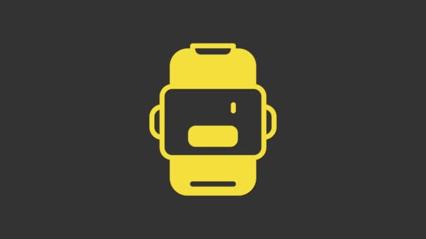 Icono amarillo del bot Chat aislado sobre fondo gris. Icono del chatbot. Animación gráfica de vídeo 4K — Vídeo de stock