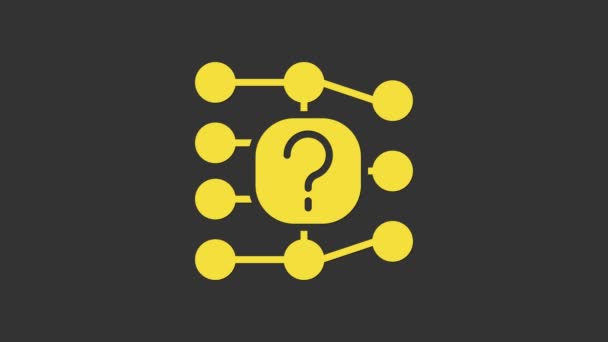 Icono de red neuronal amarillo aislado sobre fondo gris. Inteligencia artificial AI. Animación gráfica de vídeo 4K — Vídeo de stock