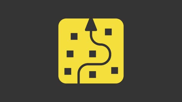 Icona di rete neurale gialla isolata su sfondo grigio. Intelligenza artificiale AI. Animazione grafica 4K Video motion — Video Stock