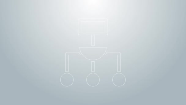 Línea azul Icono de algoritmo aislado sobre fondo gris. Diseño de símbolo de algoritmo de la colección de Inteligencia Artificial. Animación gráfica de vídeo 4K — Vídeo de stock