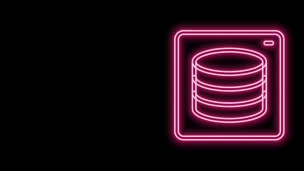 Glowing neon line Server, Data, Web Hosting ikon terisolasi pada latar belakang hitam. Animasi grafis gerak Video 4K — Stok Video