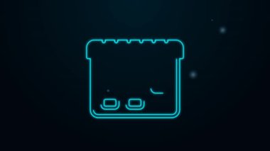 Parlayan neon çizgisi zaman çizelgesi simgesi siyah arkaplanda izole edildi. 4K Video hareketli grafik canlandırması