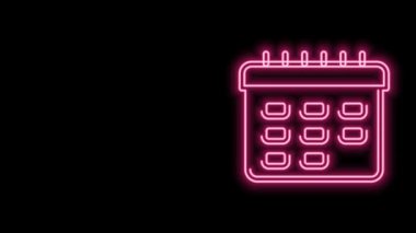Parlayan neon çizgisi zaman çizelgesi simgesi siyah arkaplanda izole edildi. 4K Video hareketli grafik canlandırması